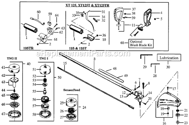 Page A Diagram and Parts List for XT125  Weed Eater Trimmer